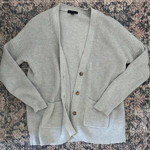 J. Crew Light Gray Cotton Cardigan Sweater
